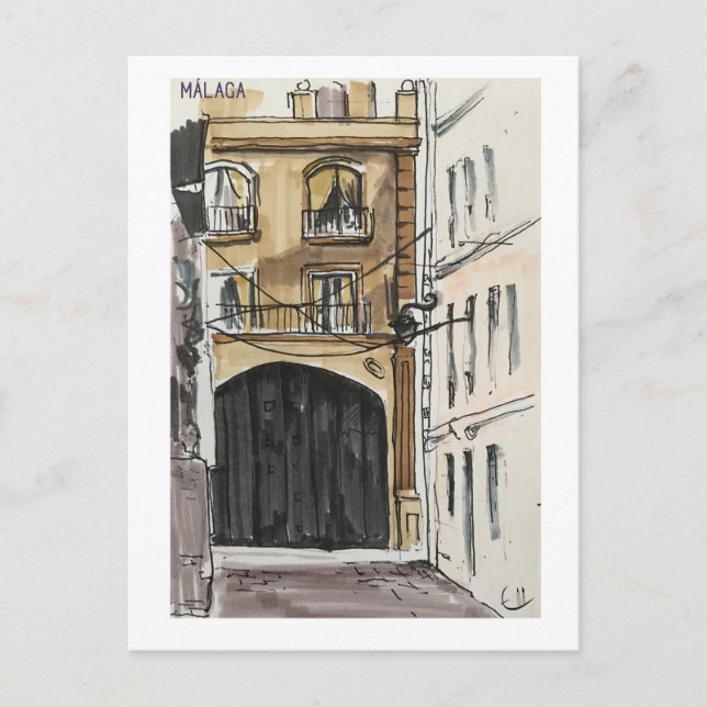 Skethchbook-Seiten. Málaga. Marker Postkarte (Vorderseite)