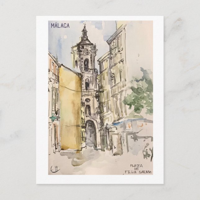 Skethchbook-Seiten. Málaga Postkarte (Vorderseite)