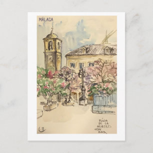 Skethchbook-Seiten. Málaga Postkarte