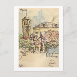 Skethchbook-Seiten. Málaga Postkarte