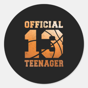 Sketll 13. Geburtstag offizieller Teenager Junge 1 Runder Aufkleber