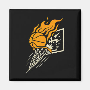 Sketll Flammen-Dunk-Grafik Lustige Hoops-Kunst Magnet