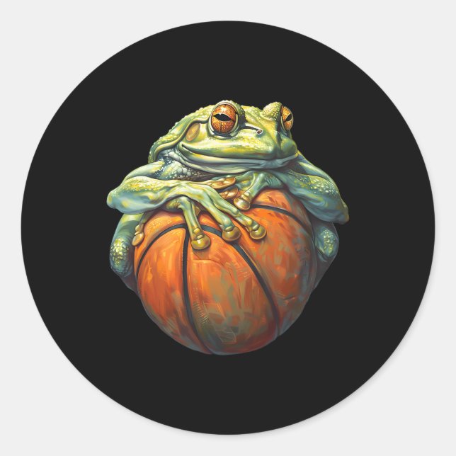 Sketll Frosch Bll Spieler Kunstwerk Zeichnung Sket Runder Aufkleber (Vorderseite)