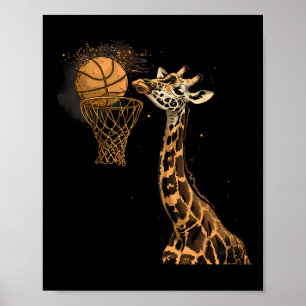 Sketll Giraffe Slam Dunk Sketll Player Art Poster