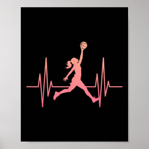 Sketll Girl Dunk Heartbeat Sketll Player Hoop Girl Poster