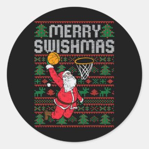 Sketll hässlicher Weihnachten Xmas Santa Sport Män Runder Aufkleber