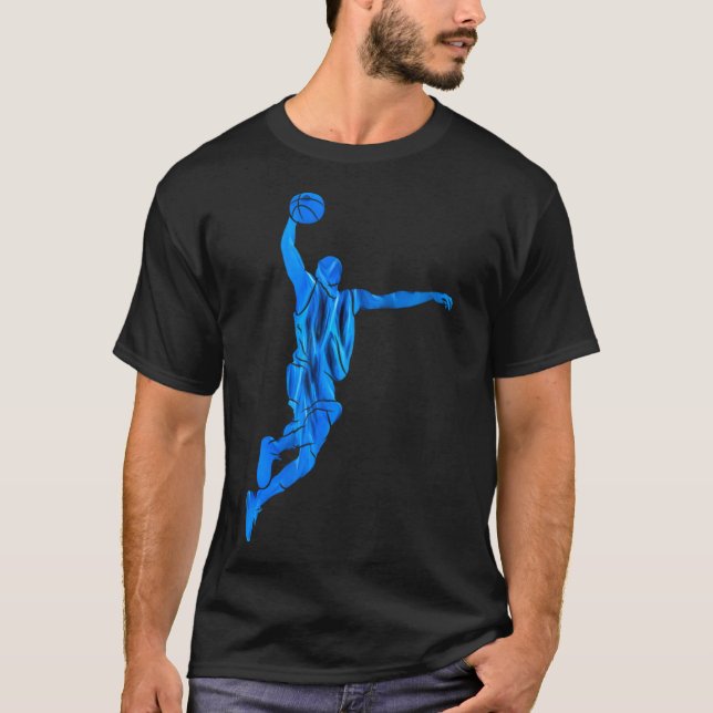Sketll Player Slam Dunk Blue Flames Abstract Art S T-Shirt (Vorderseite)