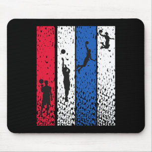 Sketll Retro Vintage USA-Flagge Rot Weiß Blau Patr Mousepad