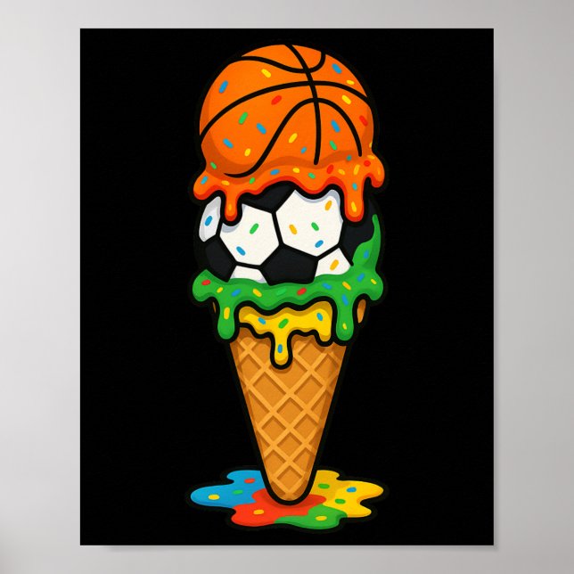 Sketll Soccer Ice Cream Drip Colorful Summer Game  Poster (Vorne)