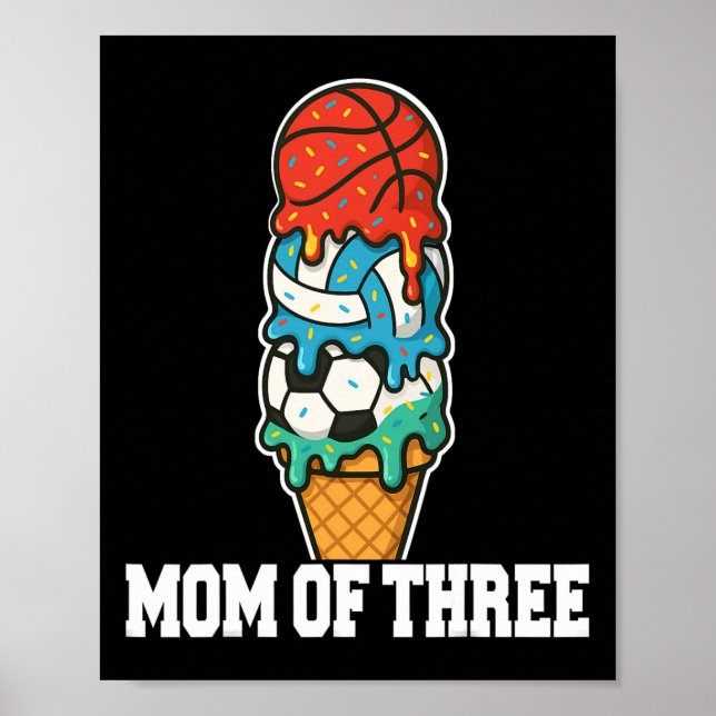 Sketll Soccer Volleyll Mom Ice Cream Summer Game D Poster (Vorne)