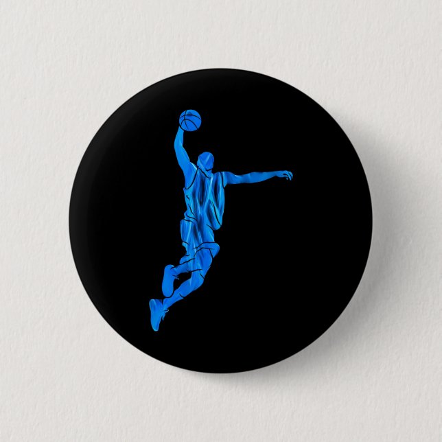 Sketll Spieler Slam Dunk Blaue Flammen Abstrakte K Button (Vorderseite)