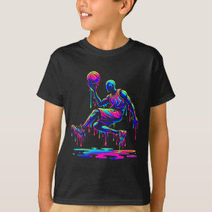 Sketll-Spieler springt Eiscreme tropfend schmelzen T-Shirt
