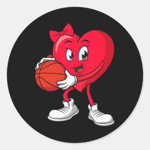 Sketll Valentinstag Süßes Rotes Herz Spieler Mädch Runder Aufkleber