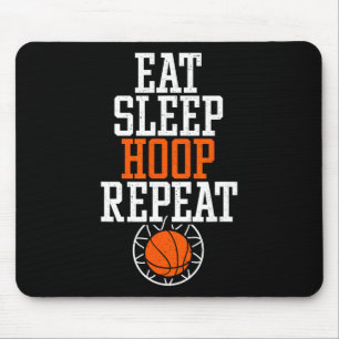 Sketll Zitat-Shirt - Essen Schlaf Hoop Wiederholen Mousepad