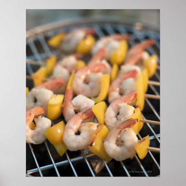 Skewer mit gegrillten Garnelen und Pfeffer Schwede Poster (Vorne)