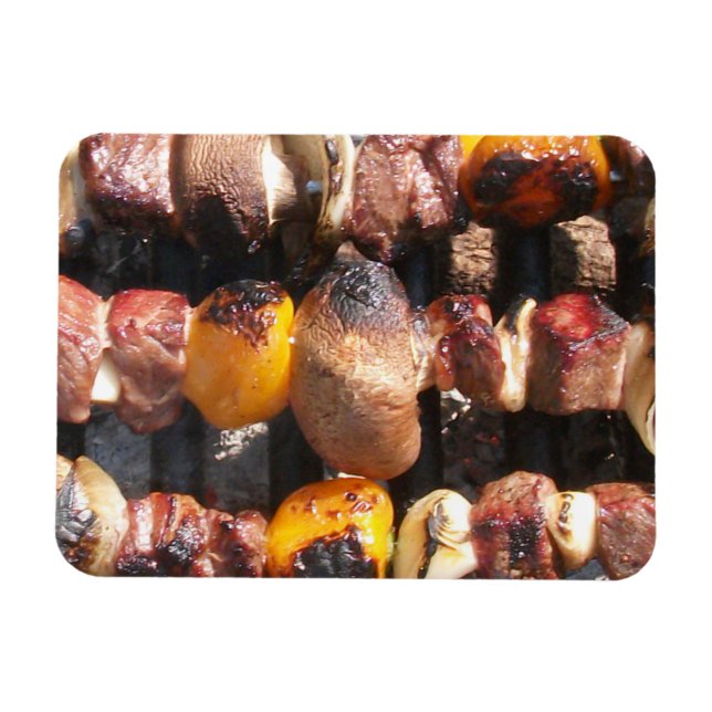Skewered Kabobs auf Barbecue Grill Magnet (Horizontal)