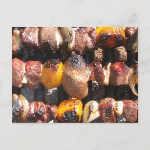 Skewered Kabobs on Grill Postkarte