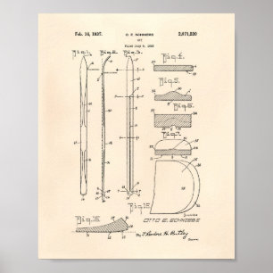 Ski 1937 Patent Kunst Alte Peper Poster