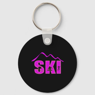 Ski Alpin, Abfahrtsläufer Berglinie Schlüsselanhänger