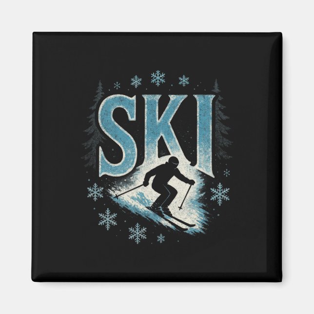 Ski - alpiner Abfahrtslauf Freestyle  Magnet (Vorne)