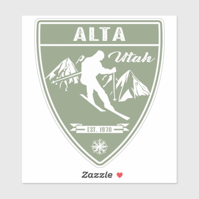 Ski Alta Utah Aufkleber (Blatt)