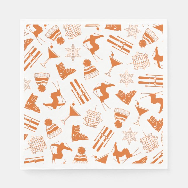 Ski Après Winter Junggesellinnenparty Orange Serviette (Vorderseite)