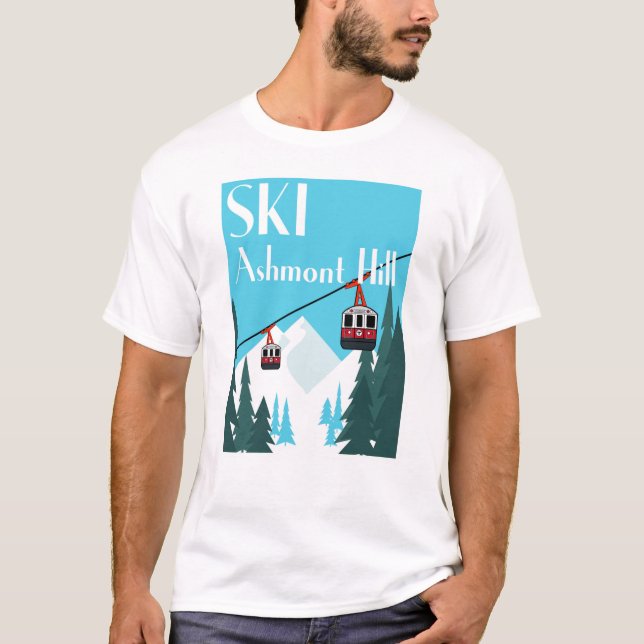 Ski Ashmont Hill Retro Ski Poster Stil - weiß T-Shirt (Vorderseite)