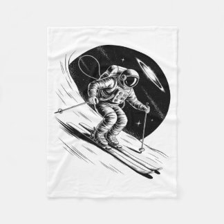 Ski Astronaut Weltraum Wintersport Skifahrer lusti Fleecedecke