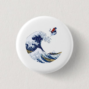 Ski auf der Großen Welle Kanagawa Japanisch Button