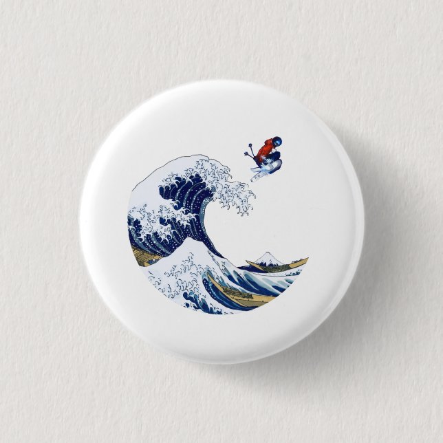 Ski auf der Großen Welle Kanagawa Japanisch Button (Vorderseite)