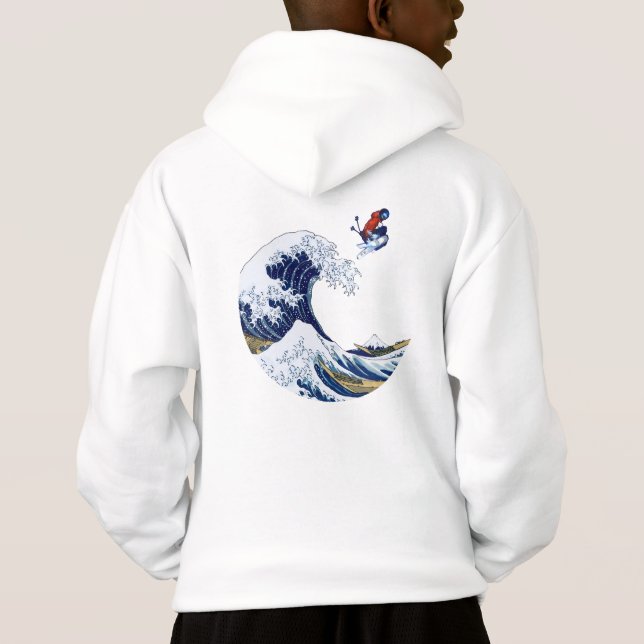Ski auf der Großen Welle Kanagawa Japanisch Hoodie (Rückseite)