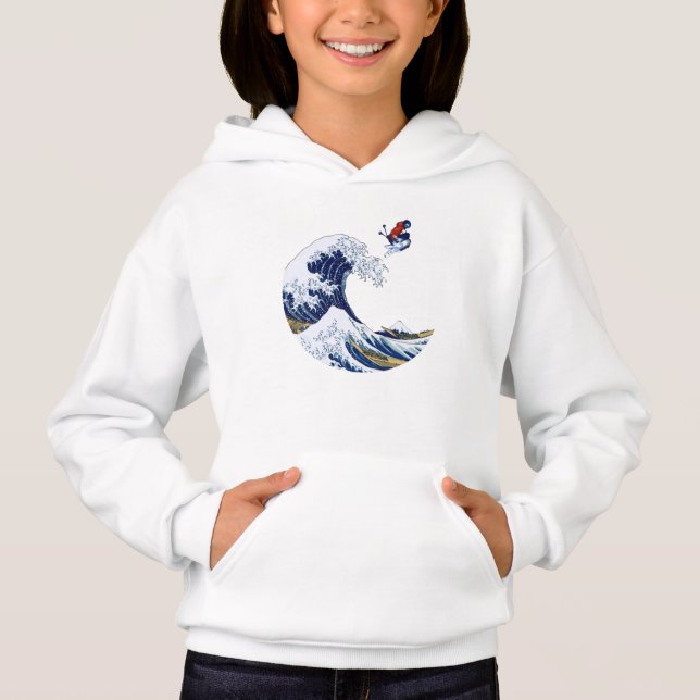 Ski auf der Großen Welle von Kanagawa Hoodie (Vorderseite)