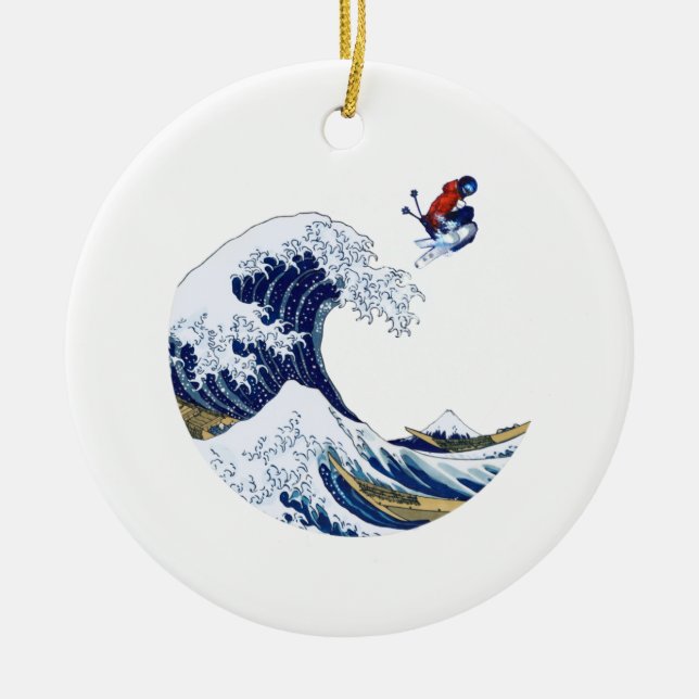 Ski auf der großen Welle von Kanagawa Ornament (Vorne)