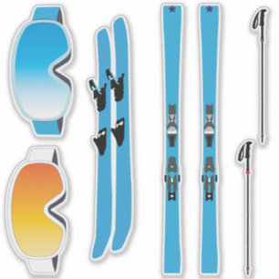 Ski-Ausrüstung-Sticker-Set Aufkleber