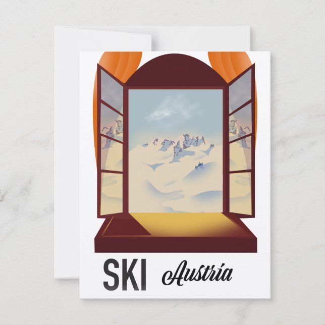 Ski Austria Fenster Reiseplakat. (Vorderseite)