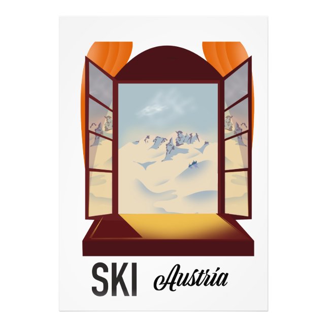 Ski Austria Fenster Reiseplakat. Fotodruck (Vorne)