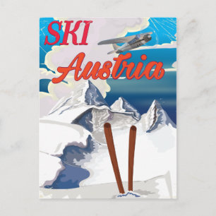 Ski Austria Vintage Reiseplakat Postkarte
