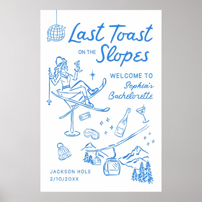 Ski Bachelorette Party Aprés Ski Welcome Poster (Vorne)