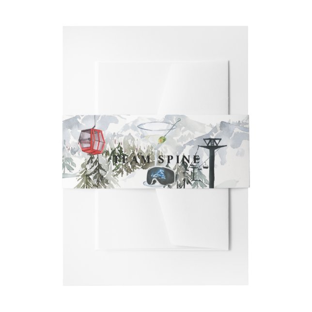 Ski Bachelorette Wasserrutsche Gondel & Kabine Einladungsbanderole (Vorderseite Beispiel)