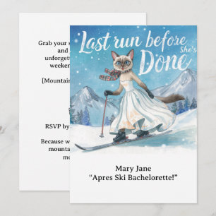 Ski Bachelorette Weekend Bride auf den Pisten Einladung