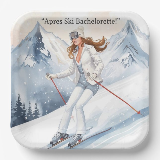 Ski Bachelorette Weekend Bride on the Slopes Pappteller (Vorderseite)