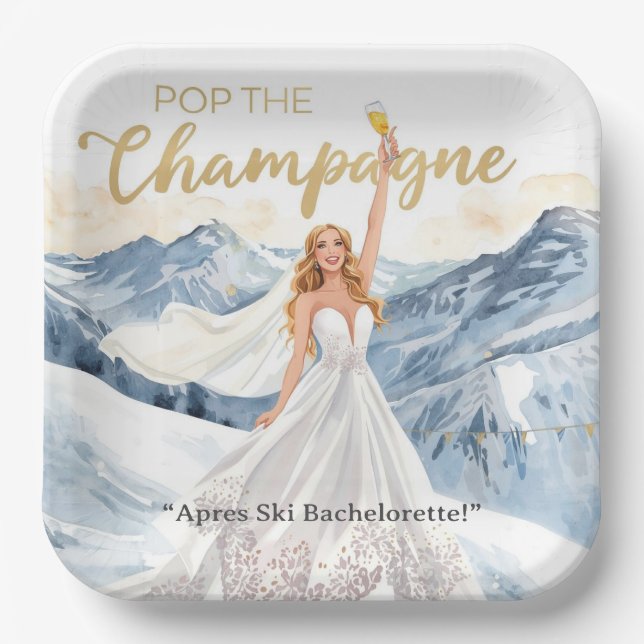 Ski Bachelorette Weekend Bride on the Slopes Pappteller (Vorderseite)