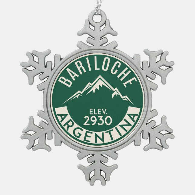 Ski Bariloche Argentinien Skifahren Schneeflocken Zinn-Ornament (Vorderseite)