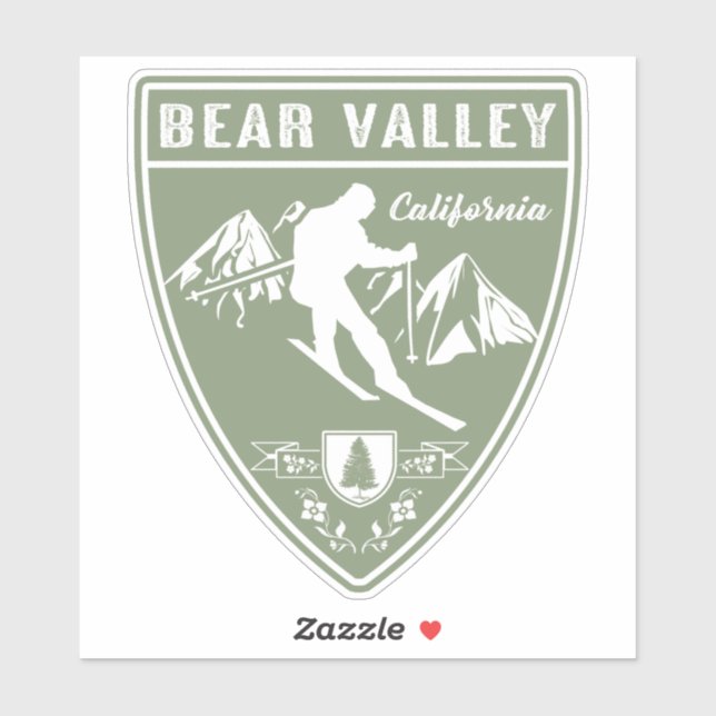 Ski Bear Valle California Aufkleber (Blatt)