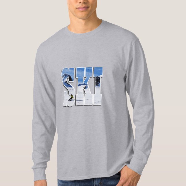 SKI - Berghang-Typografie-Design T-Shirt (Vorderseite)
