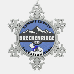 Ski Breck Skifahren-Breckenridges Colorado Schneeflocken Zinn-Ornament