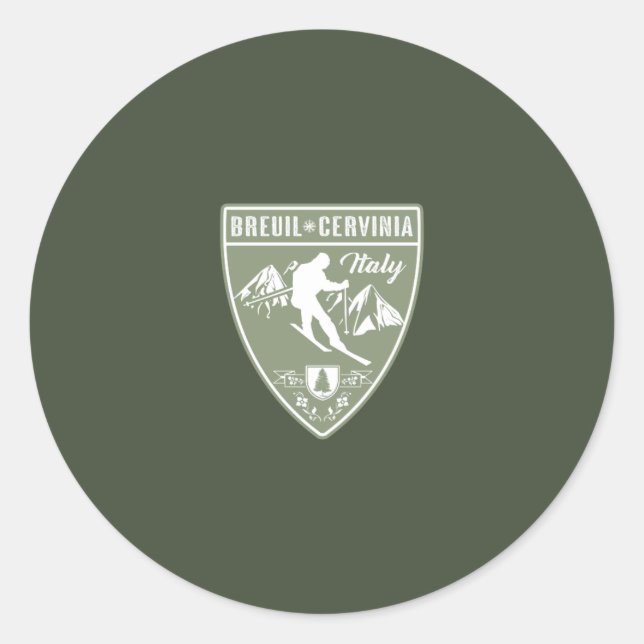 Ski Breuil-Cervinia Italien Runder Aufkleber (Vorderseite)