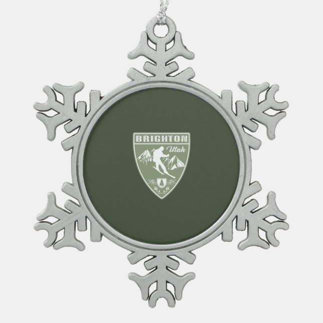 Ski Brighton Utah Schneeflocken Zinn-Ornament (Vorderseite)
