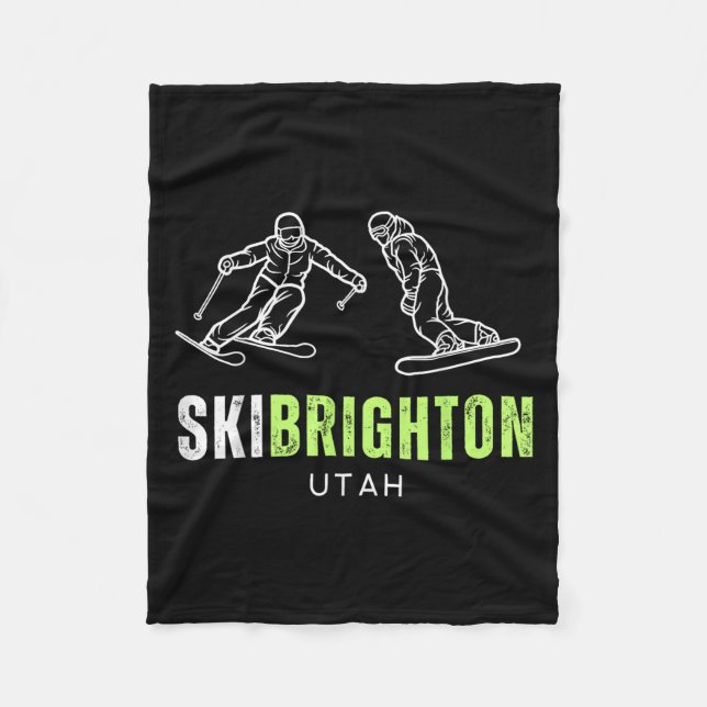 Ski Brighton Utah Ski Snowboarden Resort Vacat Fleecedecke (Vorderseite)