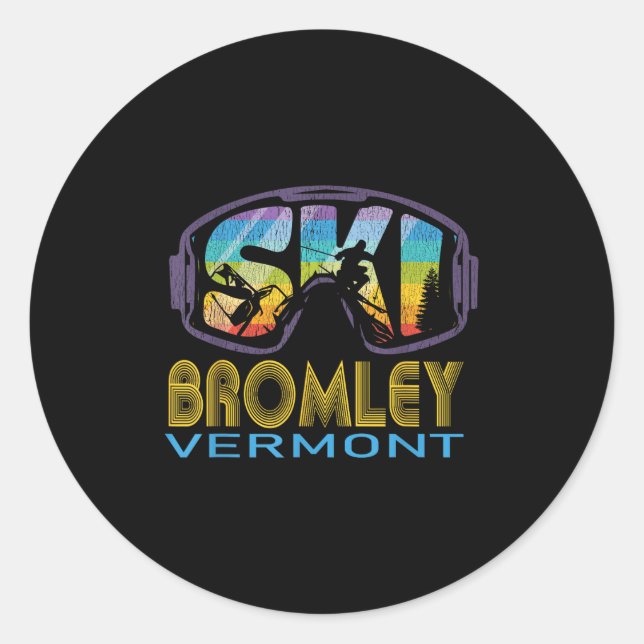 Ski Bromley Vermont Skiurlaub Runder Aufkleber (Vorderseite)